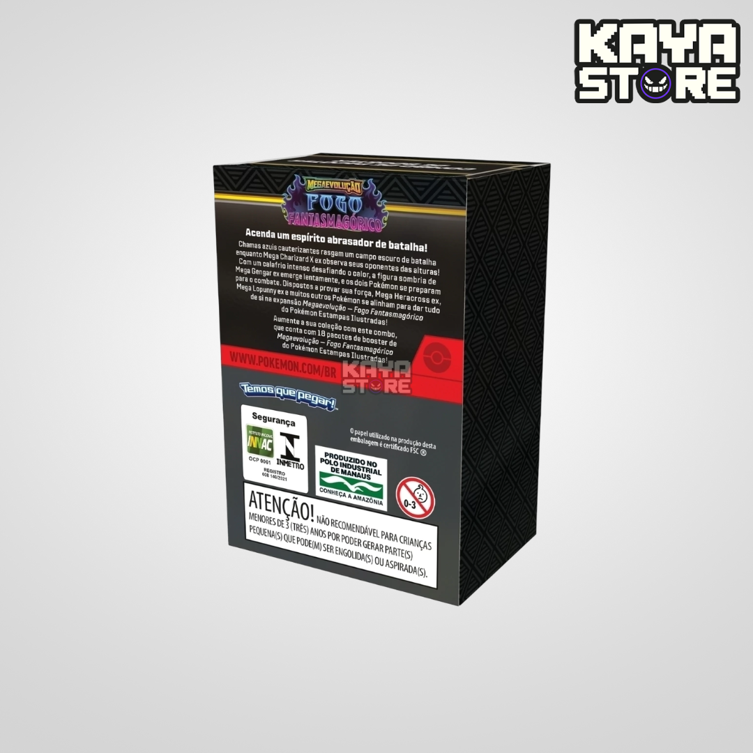 Combo De Booster Mini Display Pokémon Mega Evolução Fogo Fantasmagórico ME2 COPAG