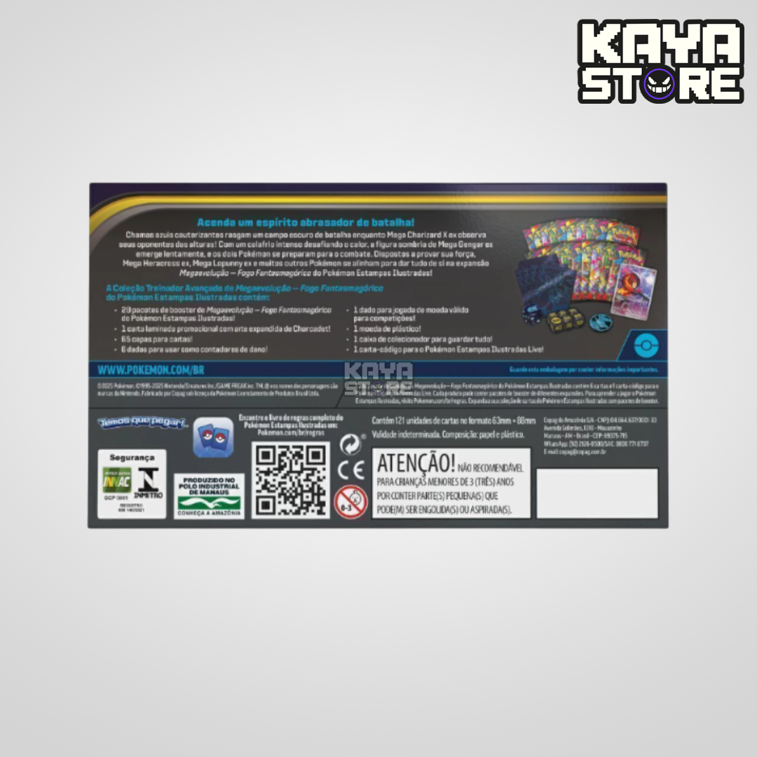 Box Coleção Treinador Avançado ETB Pokémon Fogo Fantasmagórico ME02 COPAG