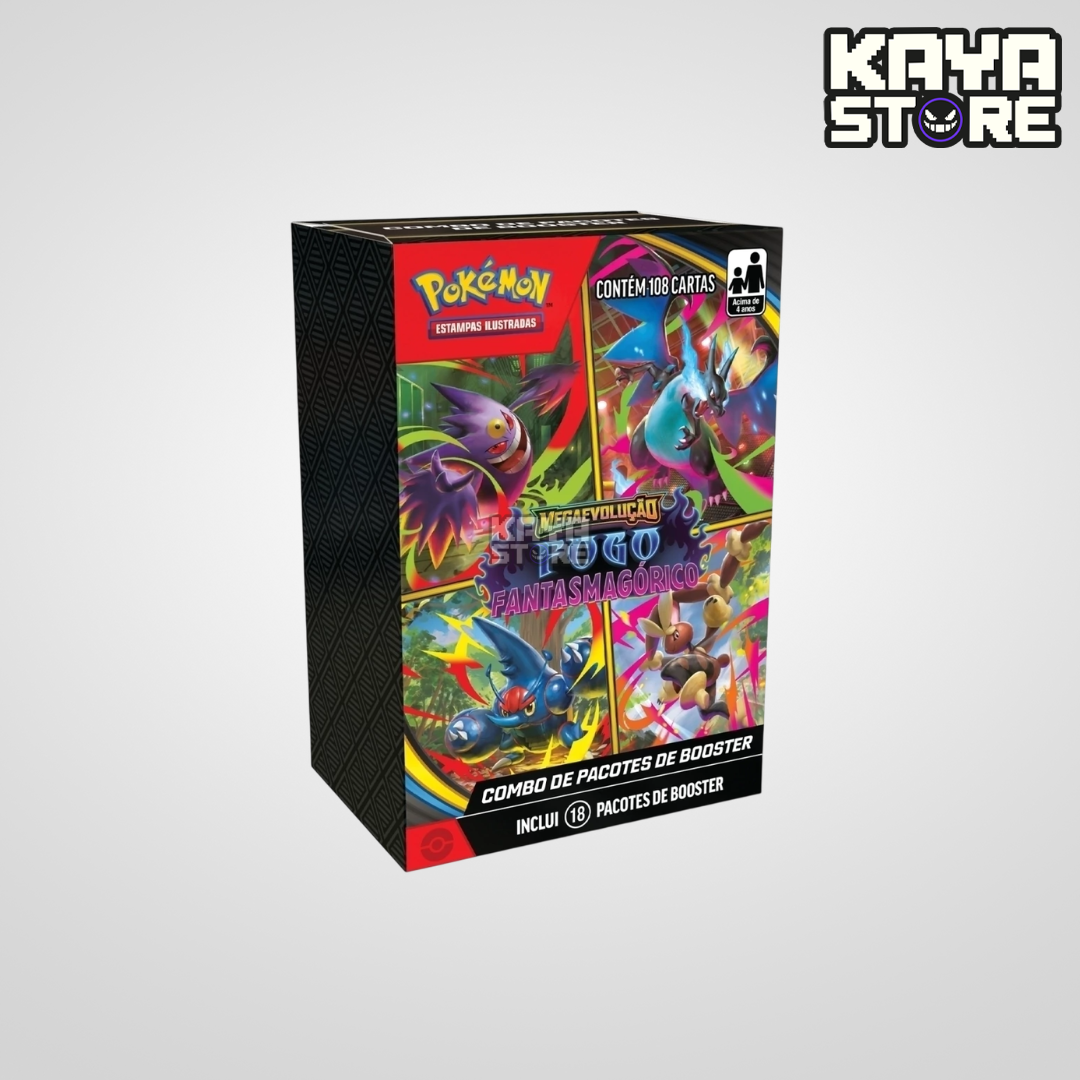 Combo De Booster Mini Display Pokémon Mega Evolução Fogo Fantasmagórico ME2 COPAG