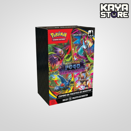 Combo De Booster Mini Display Pokémon Mega Evolução Fogo Fantasmagórico ME2 COPAG