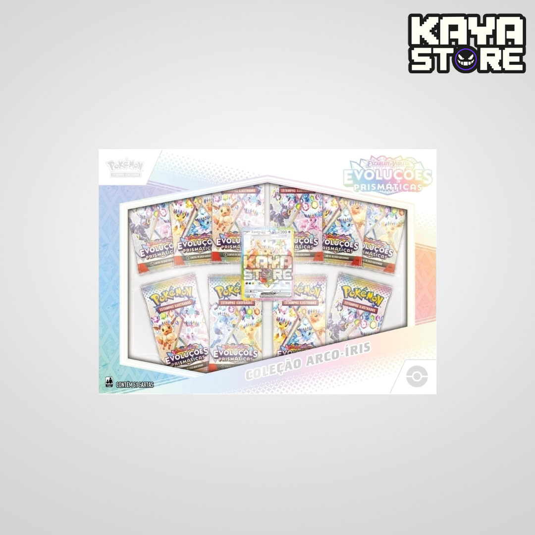 Box Pokémon Eevee Ex Coleção Arco-Íris Evoluções Prismáticas EV8.5 COPAG