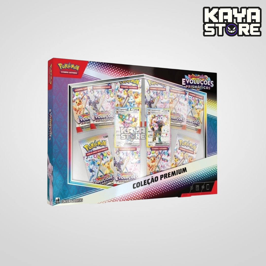 Box Pokémon Coleção Premium Espeon e Umbreon Evoluções Prismáticas EV8.5 COPAG