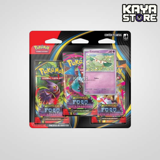 Blister Triplo Pokémon Mega Evolução Fogo Fantasmagórico ME02 COPAG