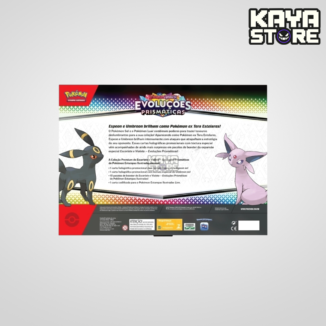Box Pokémon Coleção Premium Espeon e Umbreon Evoluções Prismáticas EV8.5 COPAG